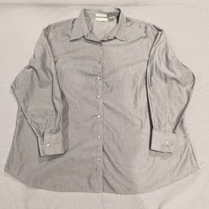 Men's Eddie Bauer Long Sleeve Button Down Shirt Wrinkle Resistant Dark Grey 3X